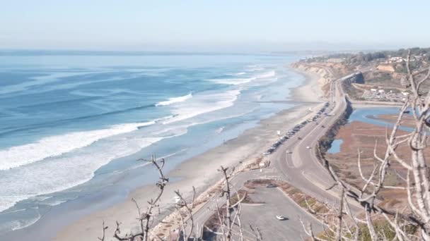 Pasifik Kıyısı Otoyolu Torrey Pines Eyalet Plajı Yol Veya 101 — Stok video