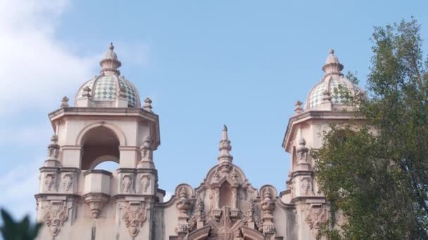 Arquitetura Colonial Espanhola Balboa Park San Diego Califórnia Eua Edifício — Vídeo de Stock