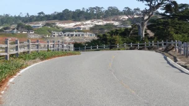 Mils Bilväg Monterey Kalifornien Usa Resa Längs Havets Strand Pacific — Stockvideo
