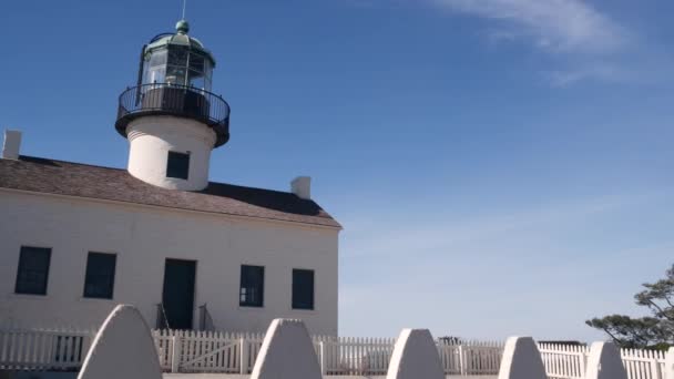 Torre Del Faro Vintage Casa Luz Retro Antigua Baliza Histórica — Vídeo de stock