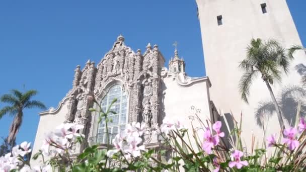 Іспанська Колоніальна Архітектура Відродження Бальбоа Парк Сан Дієго Штат Каліфорнія — стокове відео