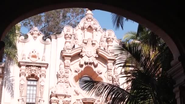 Spanish Colonial Revival Architecture Balboa Park San Diego California Usa — Stock Video