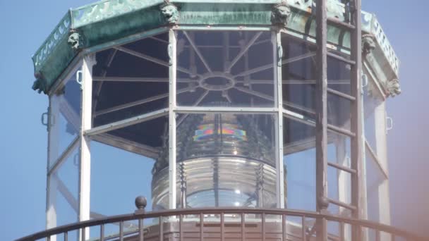 Винтажная Башня Маяка Ретро Светильник Старинный Классический Маяк Фрезельный Объектив — стоковое видео