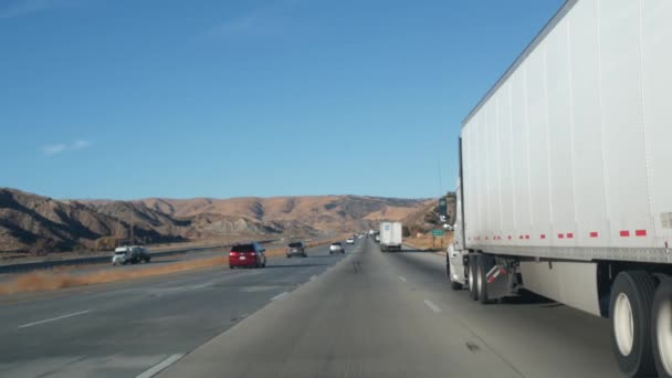 Camión Camión Semirremolque Carretera Transporte Carga Carga California Transporte Contenedores — Vídeo de stock