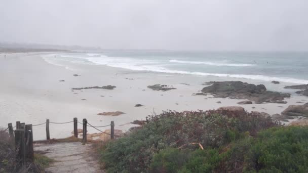 Ocean Beach Sandy Dunes Monterey Nature California Misty Coast Eua — Vídeo de Stock