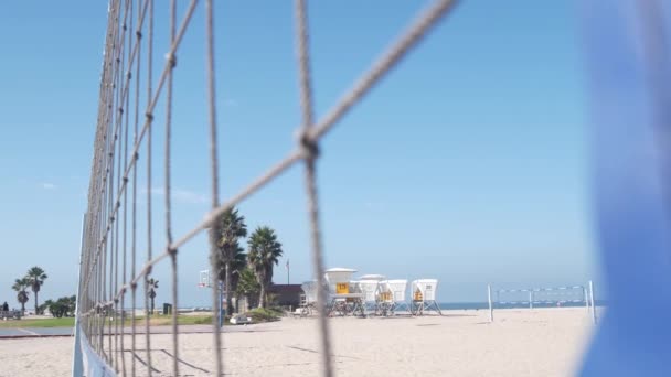 Red Pelota Voleibol Cancha Para Juego Voleibol Playa Costa California — Vídeos de Stock