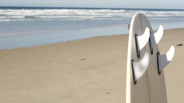 Tabla Surf Para Surf Pie Playa Arena Costa California Océano — Vídeos de Stock