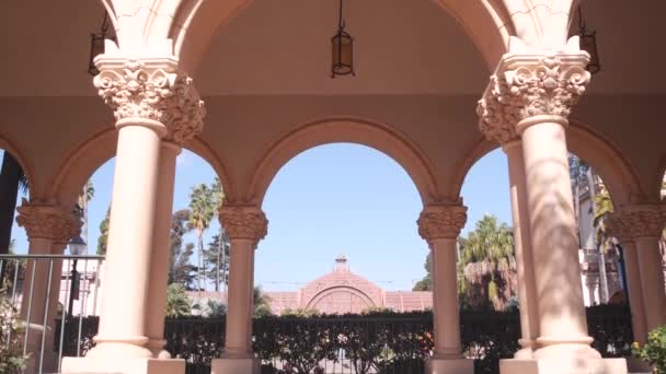 Spanyol Sömürge Canlandırma Mimarisi Balboa Park San Diego Kaliforniya Abd — Stok video