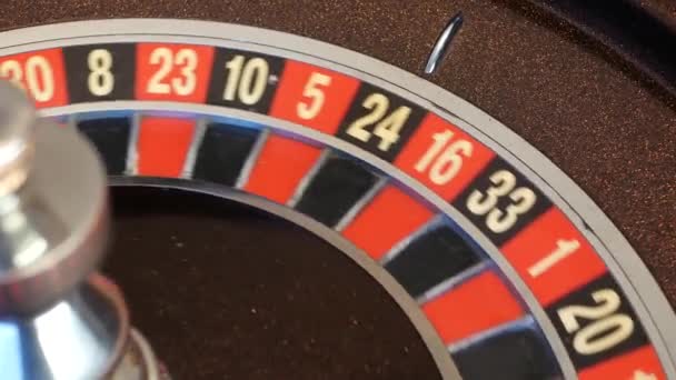 Boll Trä Franska Roulette Bord Kasino Hjul Snurrar Vrider Eller — Stockvideo