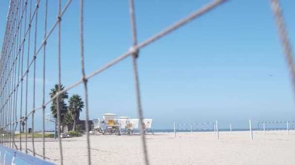 Red Pelota Voleibol Cancha Para Juego Voleibol Playa Costa California — Vídeos de Stock