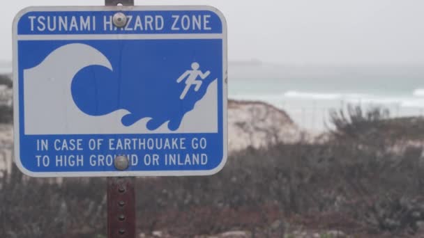 Ocean Beach Sandy Dunes Monterey Καλιφόρνια Ηπα Ομιχλώδης Βροχερό Φθινόπωρο — Αρχείο Βίντεο