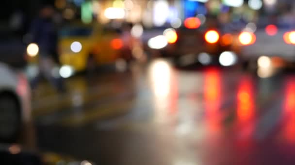 Defocused Pedestrians Walking Zebra Twilight People Crossing Road Crosswalk Crowd — Stock Video