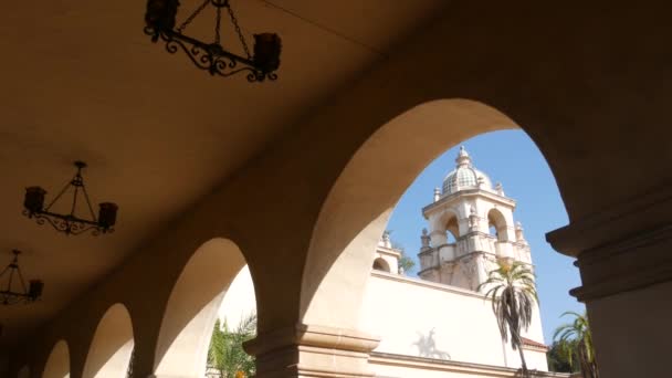 Hiszpańska Architektura Odrodzenia Kolonialnego Balboa Park San Diego Kalifornia Usa — Wideo stockowe