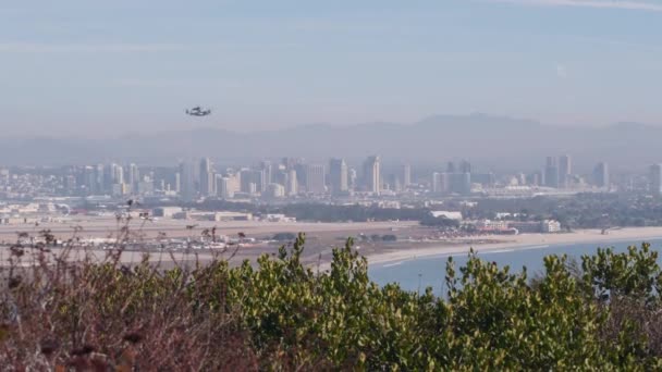 San Diego Stadssiluett Stadsbilden Centrum Med Skyskrapor Kaliforniens Kust Usa — Stockvideo