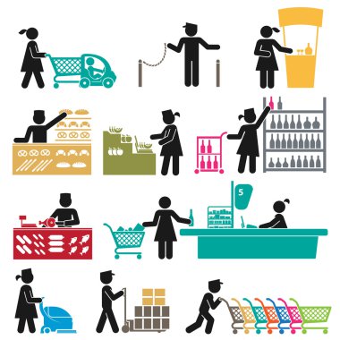 EMPLOYEES IN THE SUPERMARKET clipart