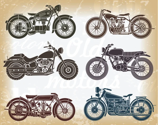 Conjunto vectorial de motocicleta clásica antigua — Archivo Imágenes Vectoriales