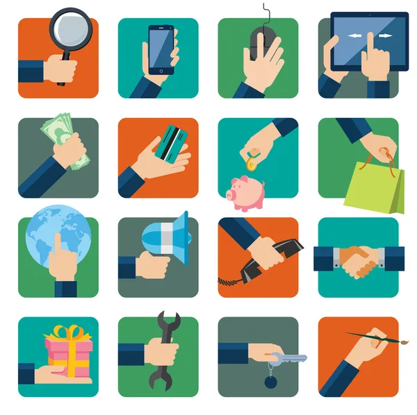 iş, web ve mobil telefon hizmetleri için düz tasarım vektör çizim Icons set
