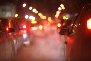 arabalar gece kış Frost trafik sıkışıklığı