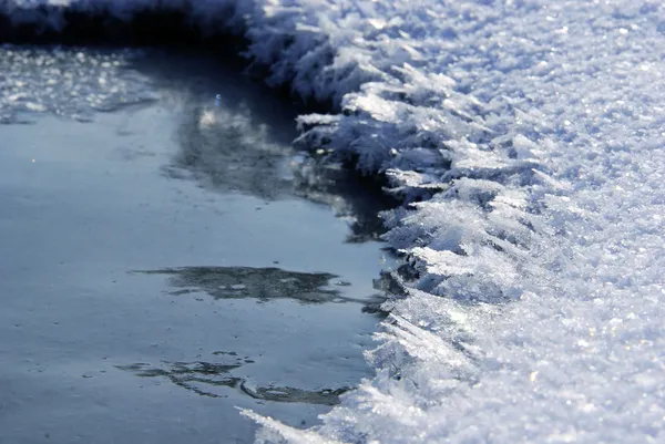 En el borde del hielo y las heladas, agua congelada —  Fotos de Stock