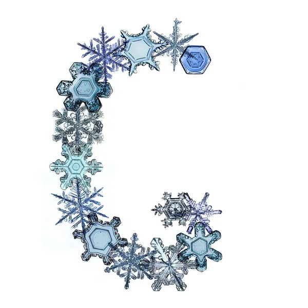Vinter jul snöflinga alfabetet, bokstaven g — Stockfoto