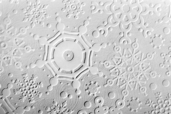 Текстура білого паперу з текстурованими сніжинками для картки — стокове фото