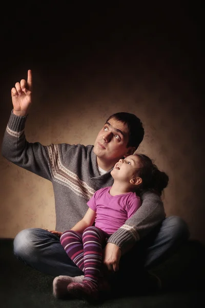 Dad with a young daughter family, father — Stock Photo, Image