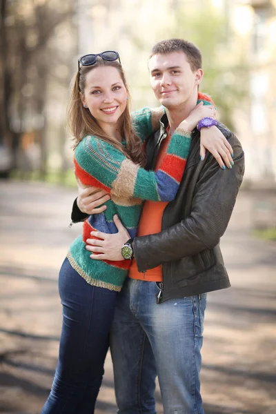 Lovers, man and woman in the spring — Stock Photo, Image