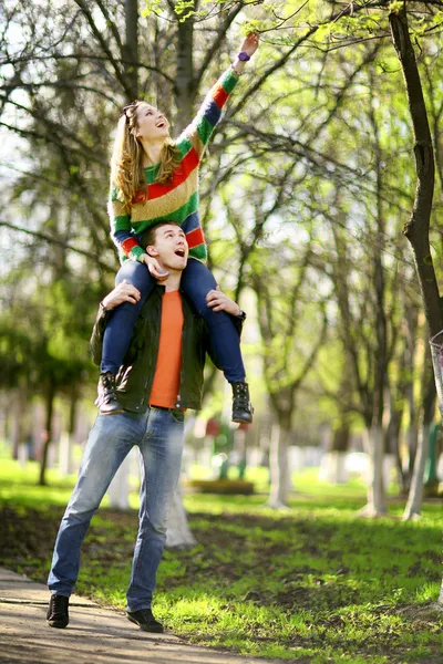 Lovers, man and woman in the spring — Stock Photo, Image