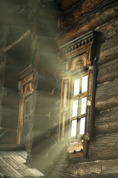 Window of an old wooden house — Stock Photo, Image