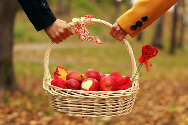 Amantes, cesta de picnic — Foto de Stock