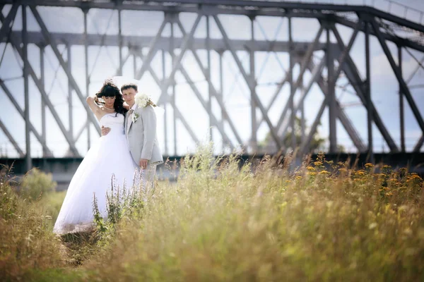 Наречена на весіллі в білій сукні — стокове фото