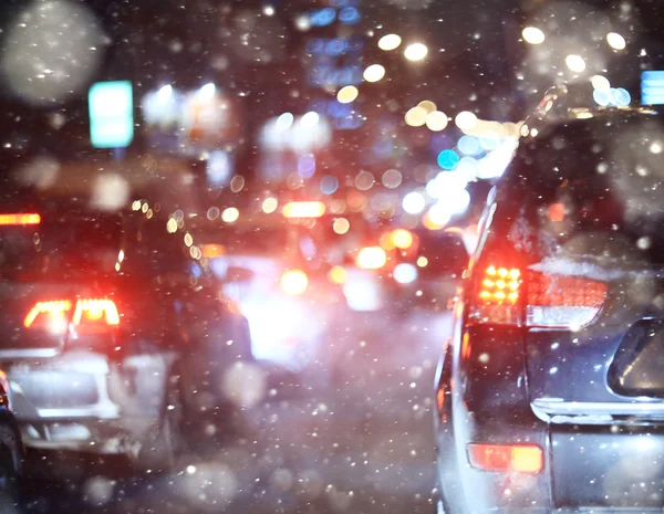 Straße in der Winternacht — Stockfoto