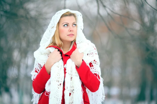 Girl in shawl — Stock Photo, Image