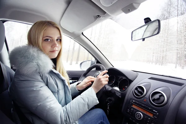 Woman in car — Stock Photo, Image