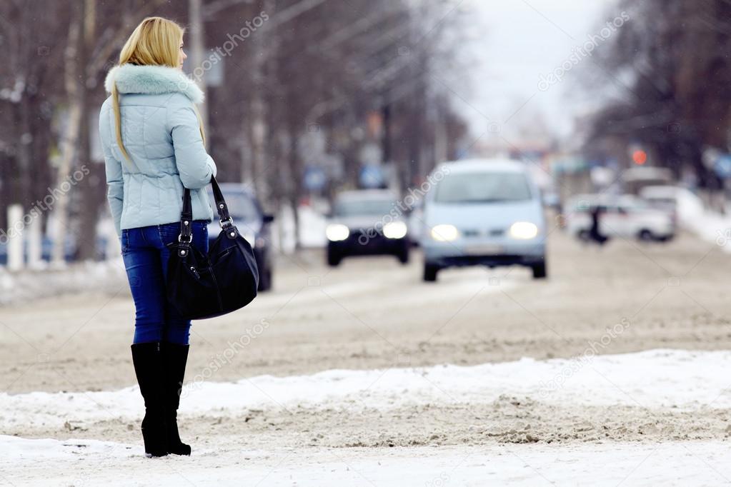 Woman walking down the street