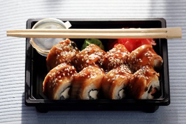 Asian sushi rolls clipart
