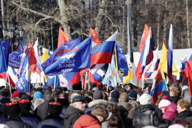 Vologda, Rusya Federasyonu - 10 Mart: gösteri insanlar desteklemek üzere Ukrayna ve Kırım vologda kremlin meydanında tarih 10 Mart 2014 yılında vologda, Rusya Federasyonu