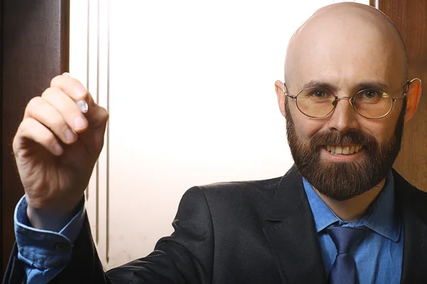 Happy bearded businessman — Stock Photo, Image