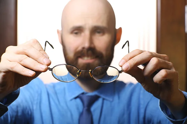 Homem barbudo careca — Fotografia de Stock