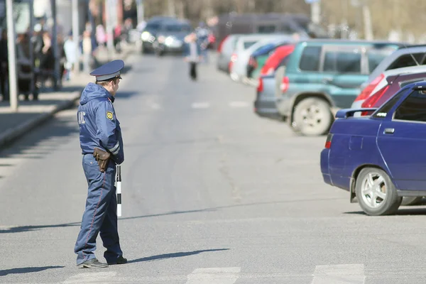 Polis på första maj demonstration — Stockfoto