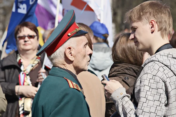 Veteran on May Day demonstration — Stock Photo, Image