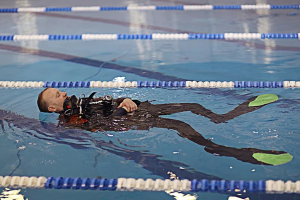 Diver in pool — Stock Photo, Image