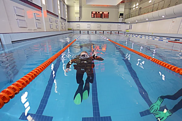 Diver in pool — Stock Photo, Image