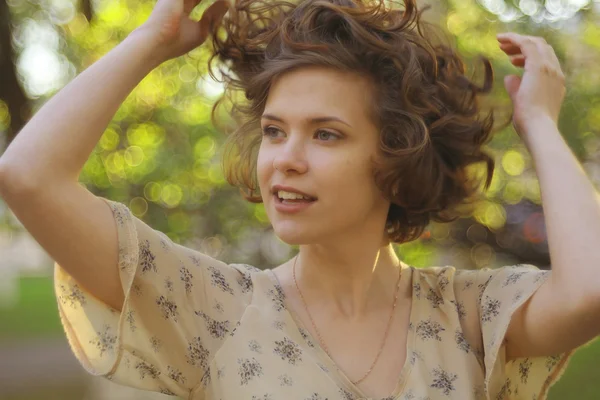 Happy curly girl — Stock Photo, Image