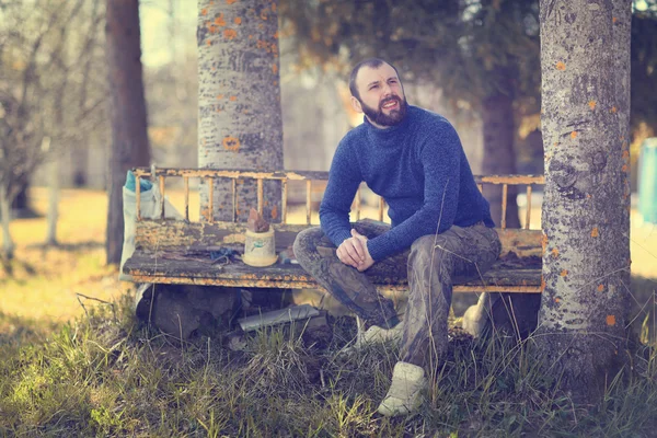 Vousy muž dřevo — Stock fotografie