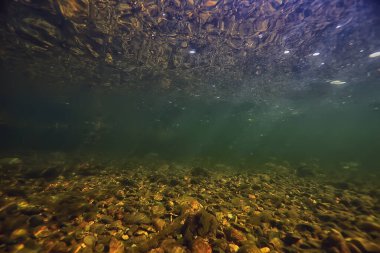 Göldeki su altı geçmişi soyut, temiz tatlı su.