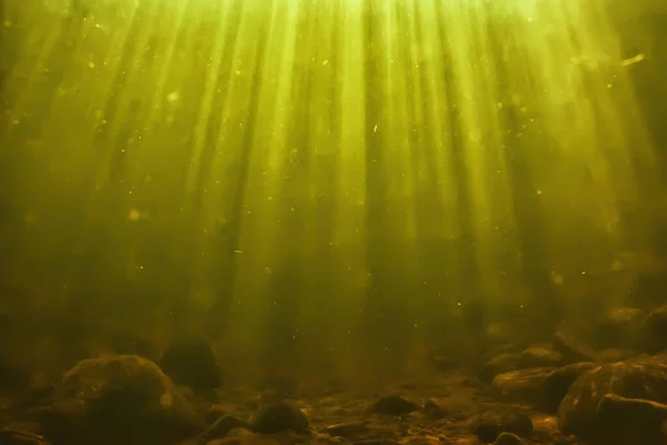 Sol Rayos Bajo Paisaje Del Agua Paisaje Marino Agua Dulce — Foto de Stock