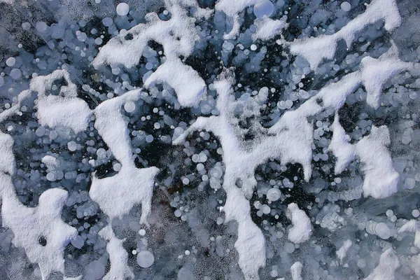 Textura Hielo Burbujas Aire Baikal Gas Hidrógeno Sulfuro Naturaleza Invierno — Foto de Stock