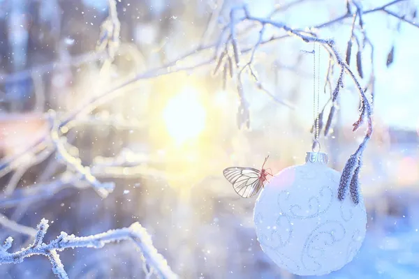 Navidad Juguete Naturaleza Decoración Fondo Aire Libre — Foto de Stock