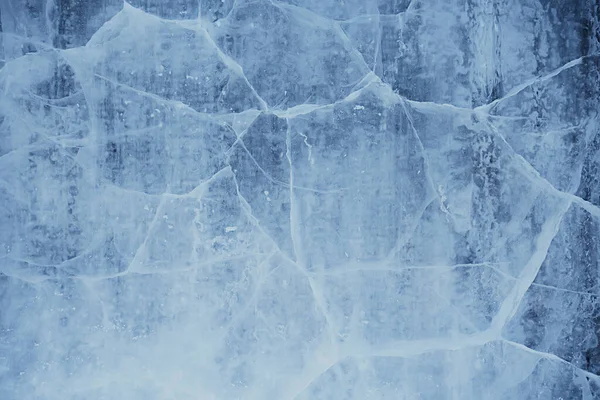 冰纹理裂缝基岩 抽象背景冬季冰透明蓝色 — 图库照片